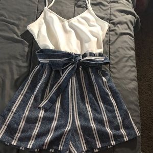Blue and White Romper